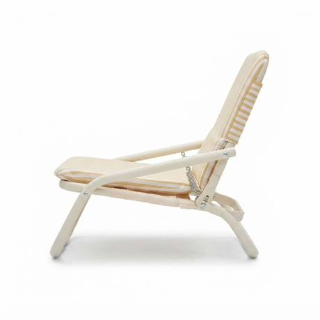 Banana Yellow and White Stripe Beach Chair — side view