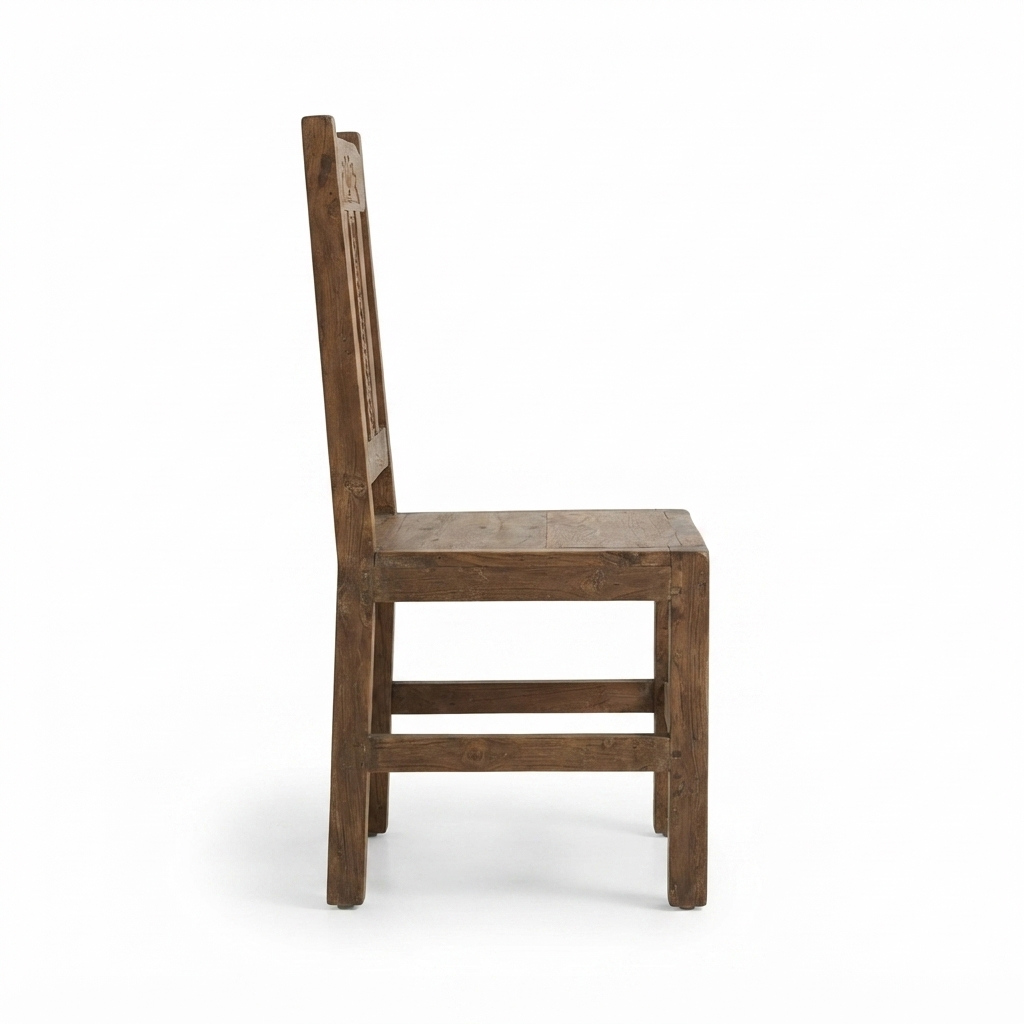 Teak Carved Side Chair — side view