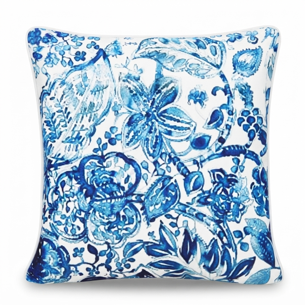 Blue Garden 45x45 Outdoor Cushion — side view