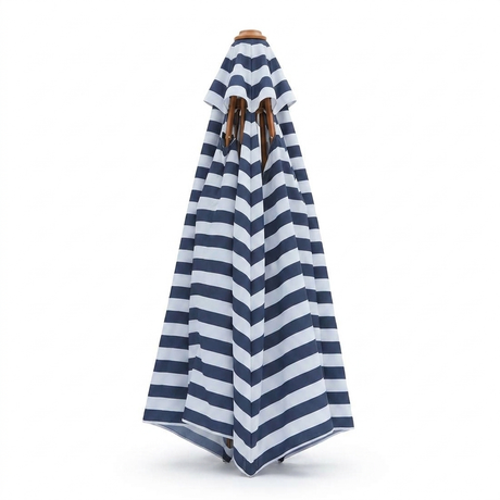 Replacement Canopy for 2m Aluminium Umbrella - Navy and White Stripe — side view