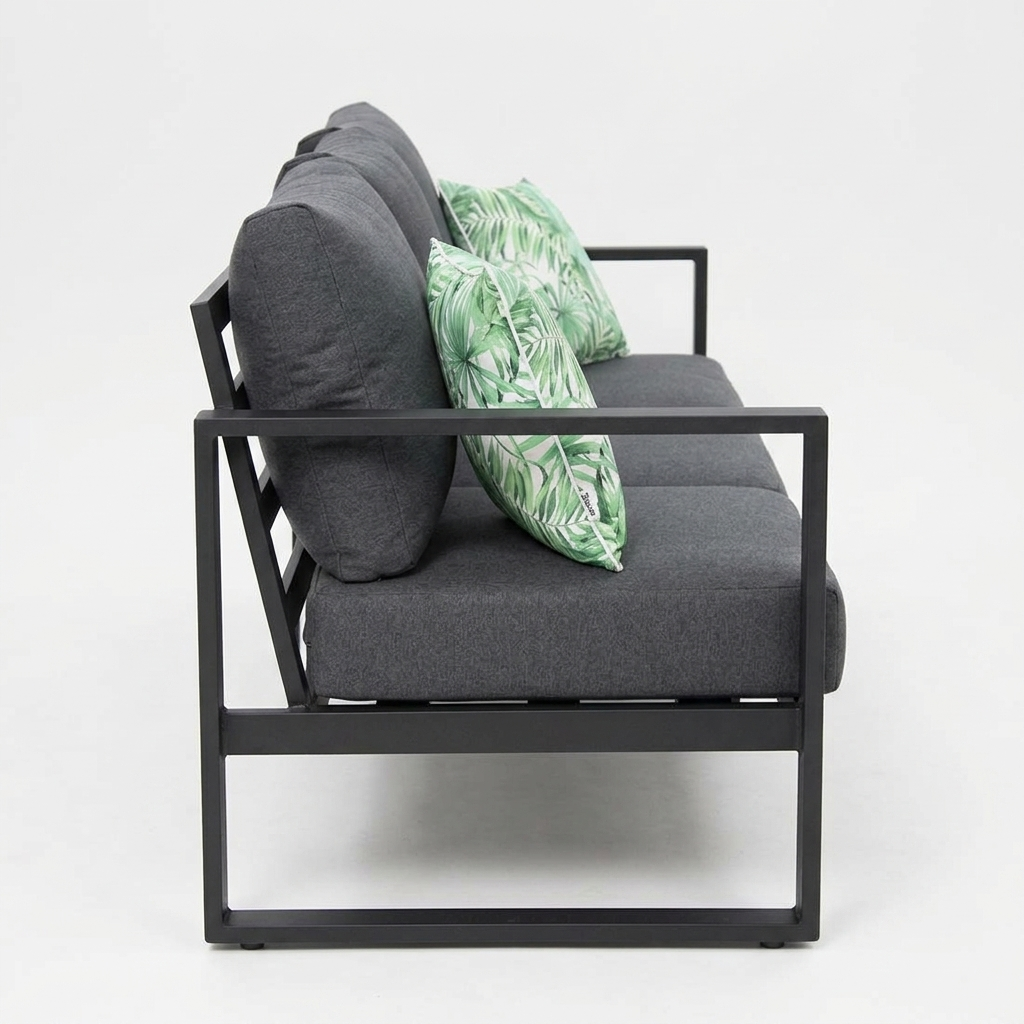 Dallas 3-Seater Lounge - Black — side view
