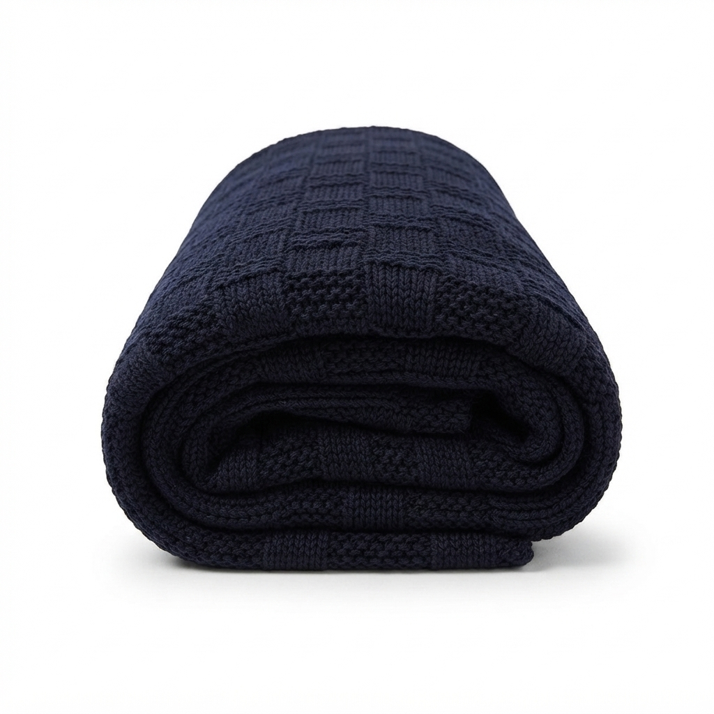 Throw - Oxford Navy (130 x 170cm) — side view