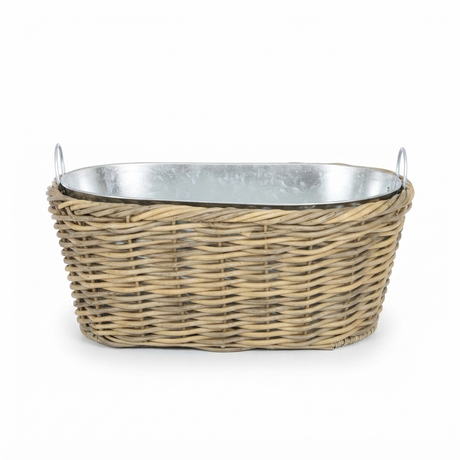 Bubbles PE Rattan Cooler Nat 43x28x18cm — side view