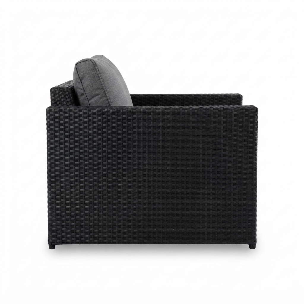 Moto Black Wicker Armchair — side view