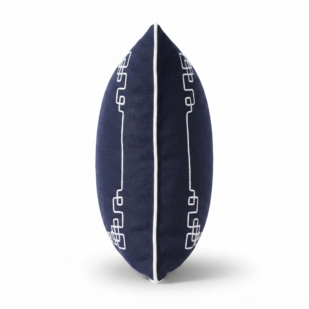 Linen Newport Navy - Indoor Cushion (50 x 50) — side view