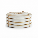 Circa S/4 Marble Brass Coasters 10cm White — side view