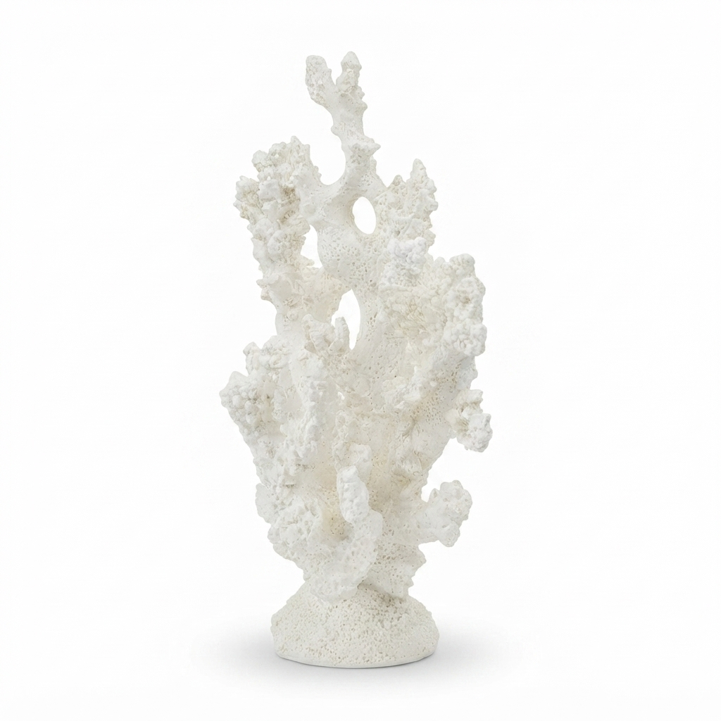 Anenome Coral Resin Sculpture White Small — side view