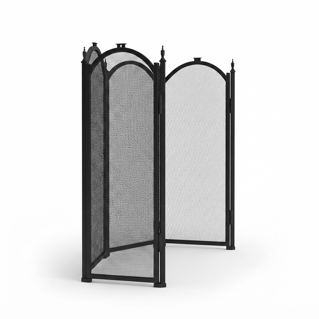 Fire Screen for Woodheaters - 4 Fold — side view