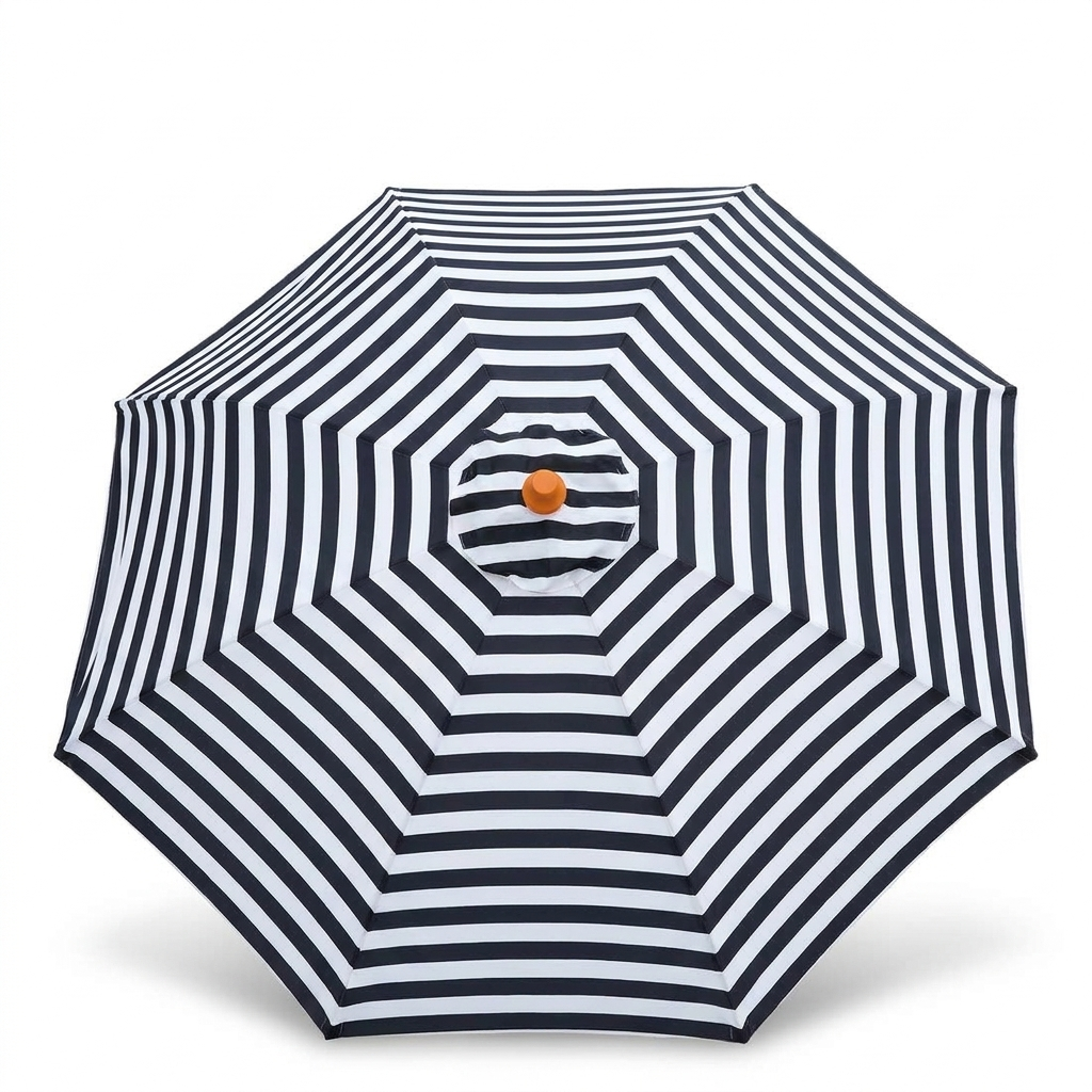 Replacement Canopy for 3m Aluminium Umbrella - Black and White Stripe — side view