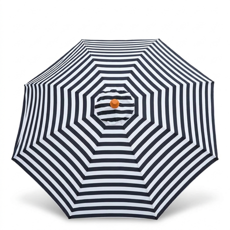 Replacement Canopy for 3m Aluminium Umbrella - Black and White Stripe — side view