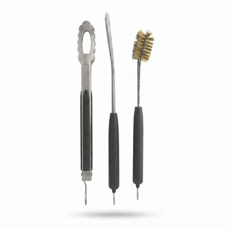 3 Piece Stainless Steel BBQ Toolset — side view