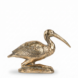 Kneeling Crane Sculpture - Gold — side view