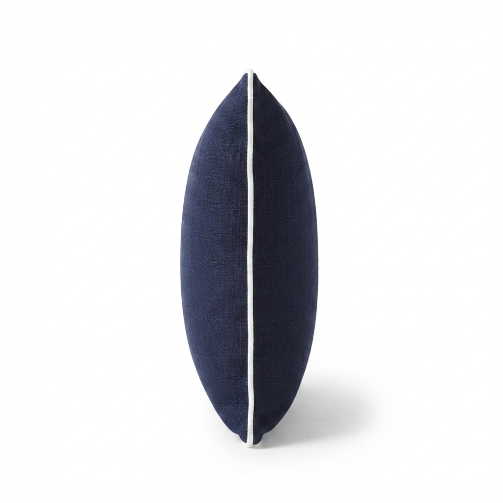 Linen Cape Cod Navy - Indoor Cushion (30 x 50) — side view