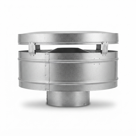 Wind hats - anti down draught top hat — side view