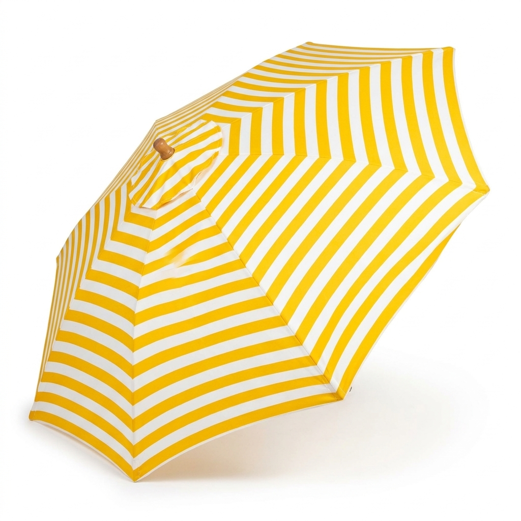 Replacement Canopy for 3m Bamboo Umbrella - Yellow and White Stripe — side view