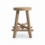 Bali Teak Stool — side view