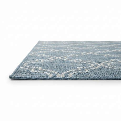 Jinju Blue Trellis Polypropylene - Outdoor Rug — side view