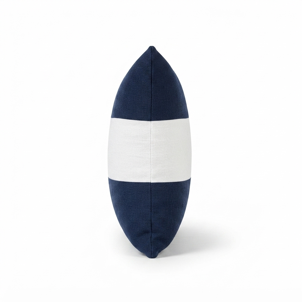 Linen  Stripe Navy - Indoor Cushion (30 x 50) — side view