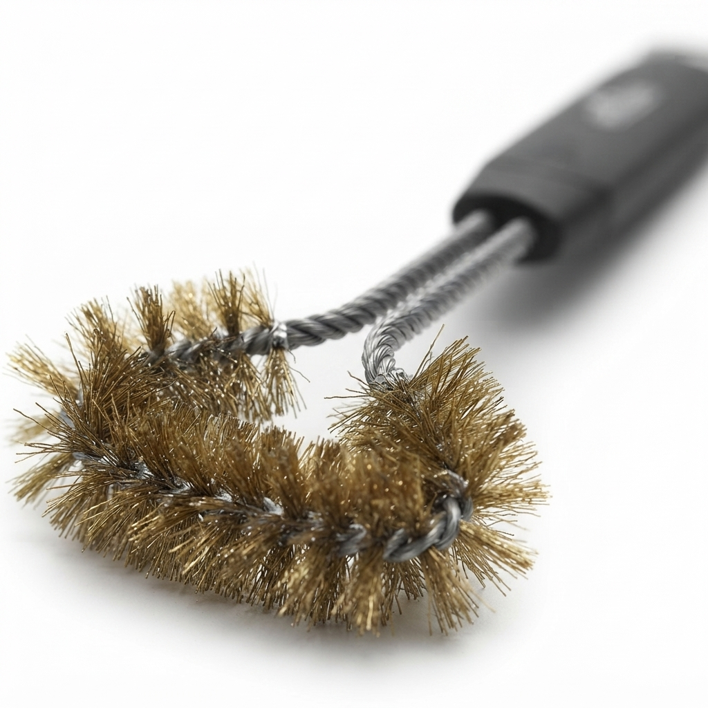 Three Sided Grill Brush with Bottle Opener — detail close-up