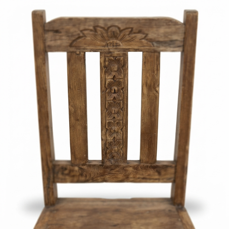 Teak Carved Side Chair — detail close-up