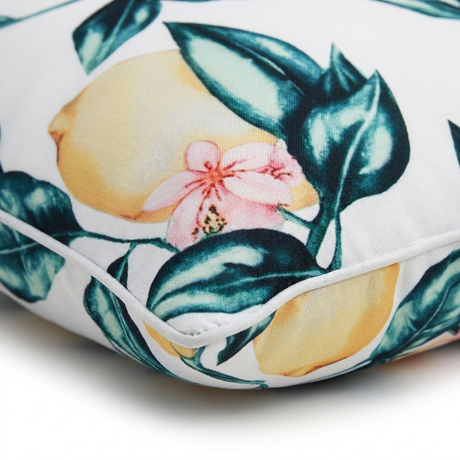 Wild Lemon White 45x45cm Outdoor Cushion — detail close-up
