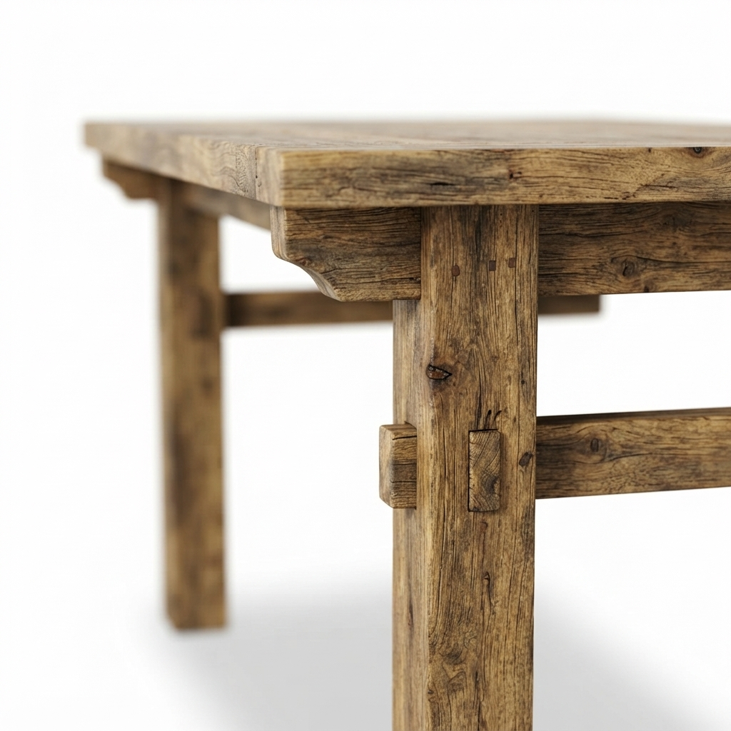 Rustic Teak Console Table — detail close-up