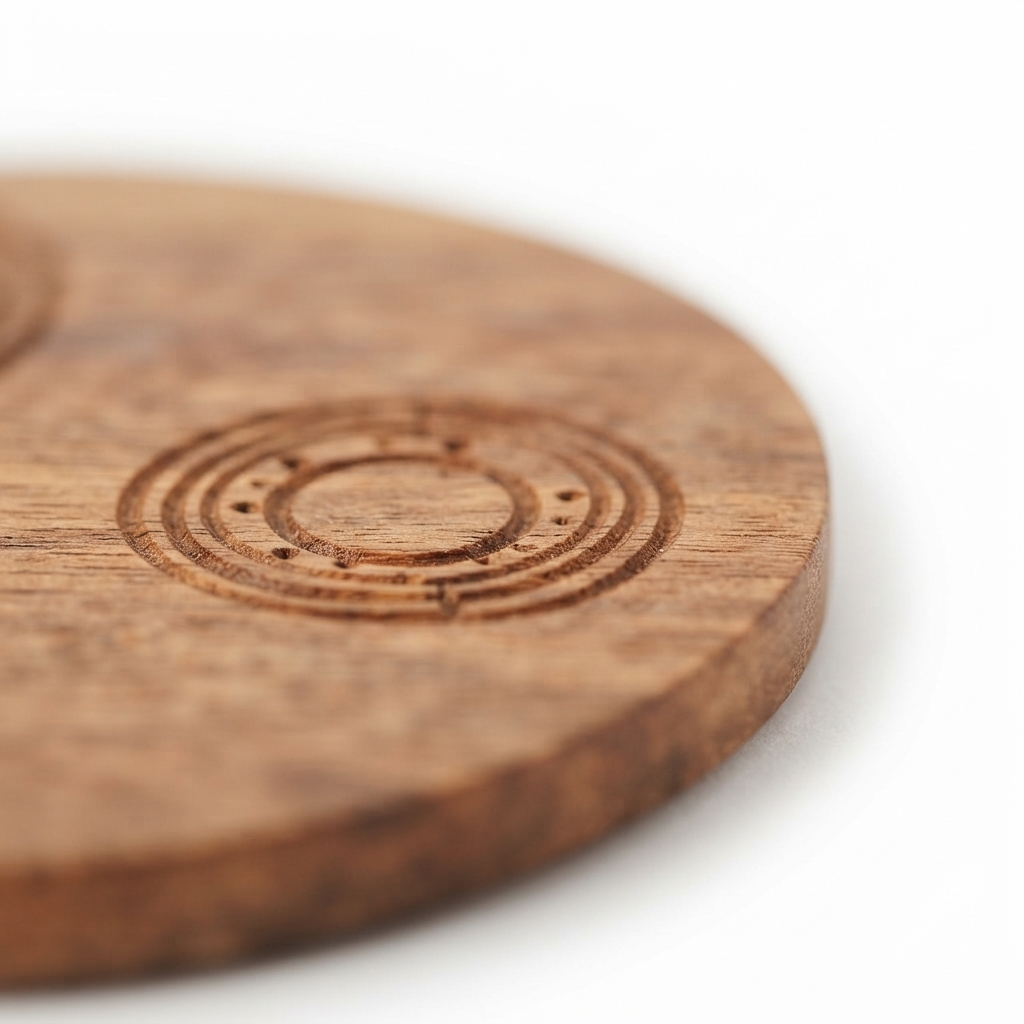 Set/4 MWood Coasters — detail close-up