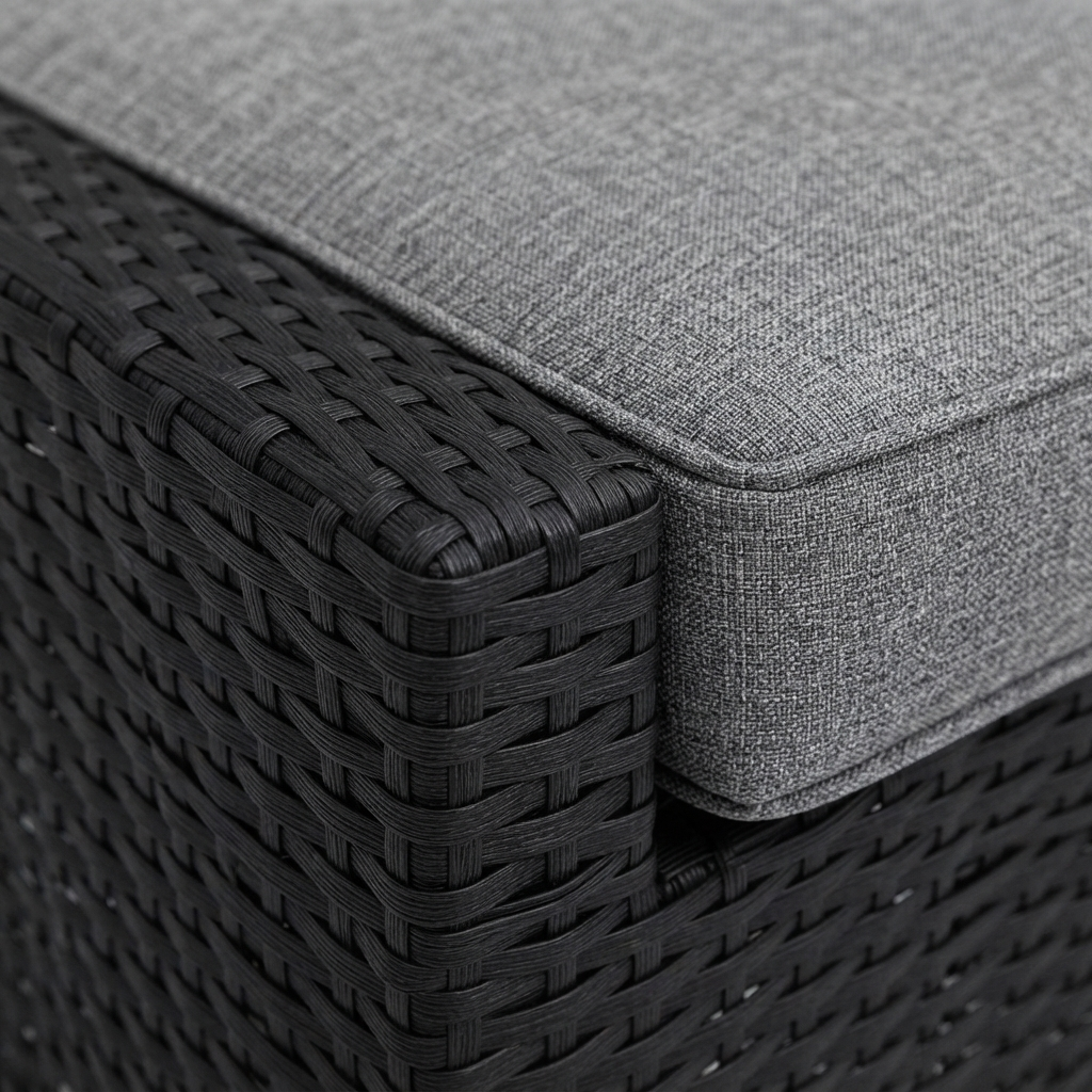 Moto Black Wicker Armchair — detail close-up