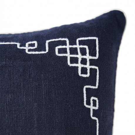Linen Newport Navy - Indoor Cushion (50 x 50) — detail close-up