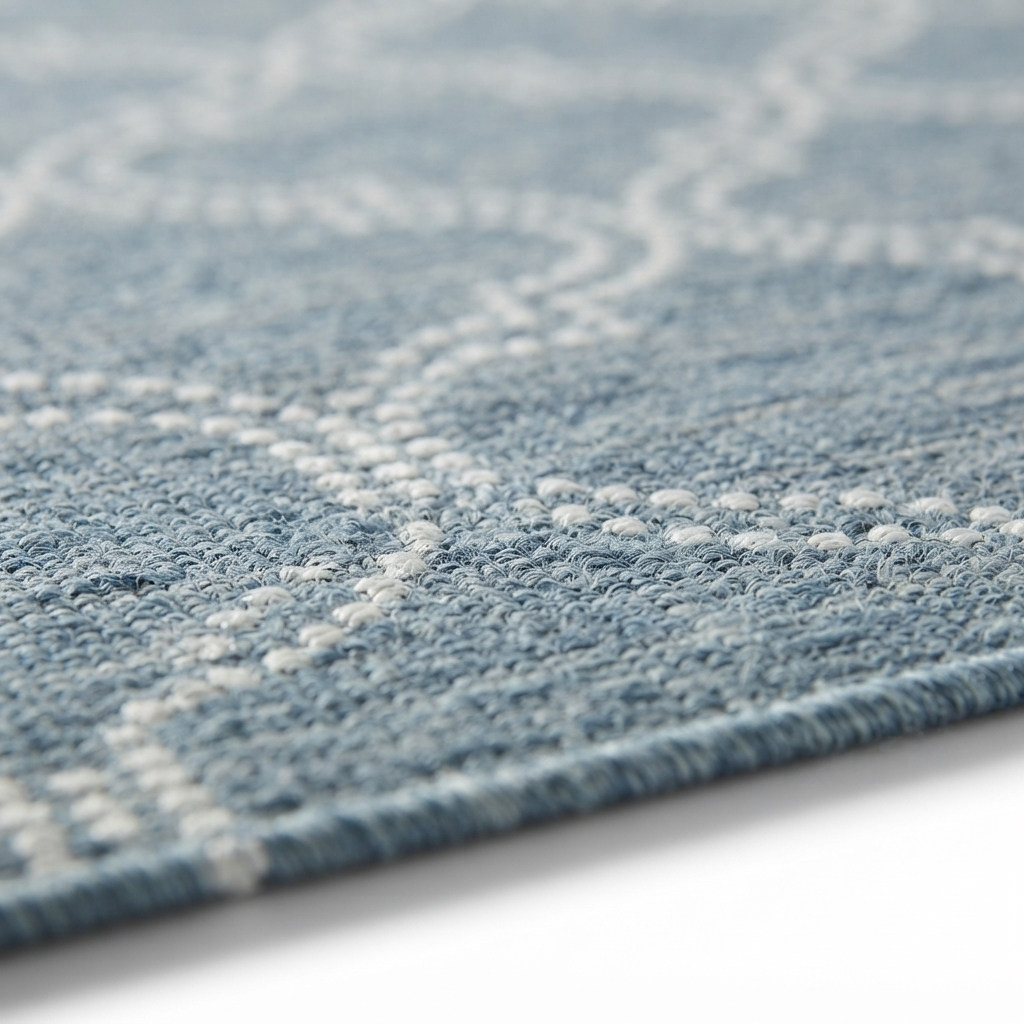 Jinju Blue Trellis Polypropylene - Outdoor Rug — detail close-up