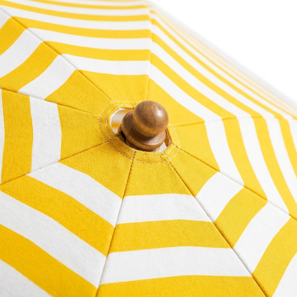 Replacement Canopy for 3m Aluminium Umbrella - Yellow and White Stripe — detail close-up