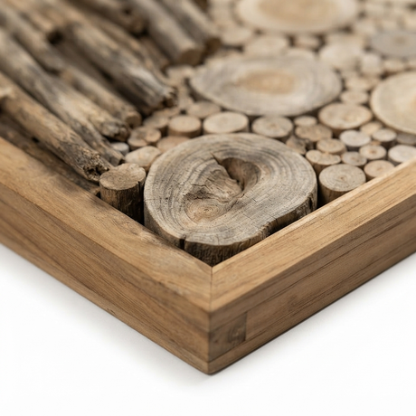 Teak Wall Art - Rumah — detail close-up