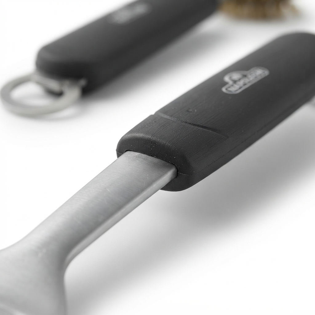 3 Piece Stainless Steel BBQ Toolset — detail close-up