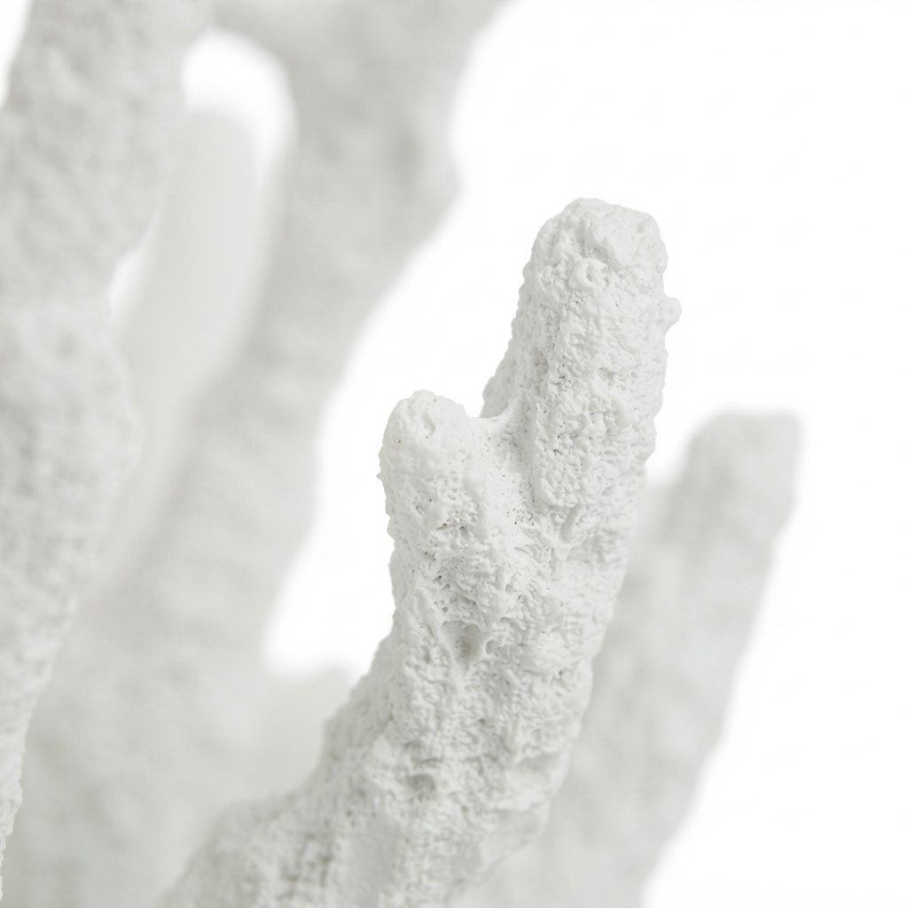 Finger Coral Resin Sculpture White — detail close-up