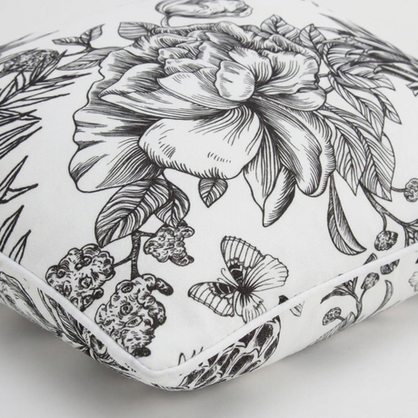 Tropical Black 45x45cm Outdoor Cushion — detail close-up