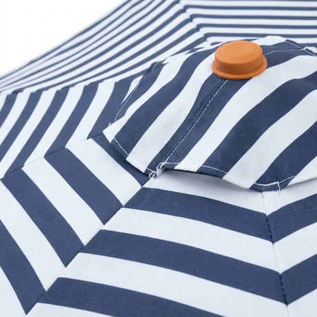 Replacement Canopy for 3m Aluminium Umbrella - Navy and White Stripe — detail close-up