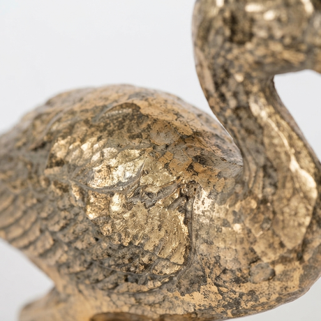 Kneeling Crane Sculpture - Gold — detail close-up