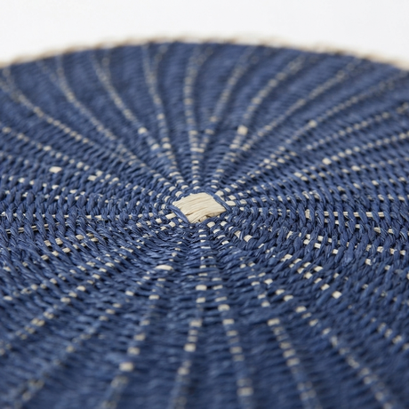 Clark Rattan/Paper Placemat 38cm Navy — detail close-up