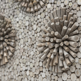 Teak Wall Art Square - Tanaman — detail close-up