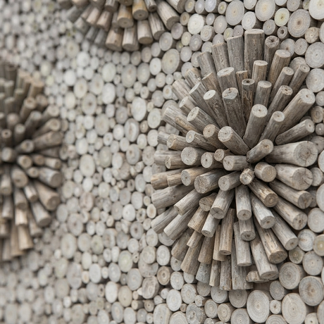 Teak Wall Art Square - Tanaman — detail close-up