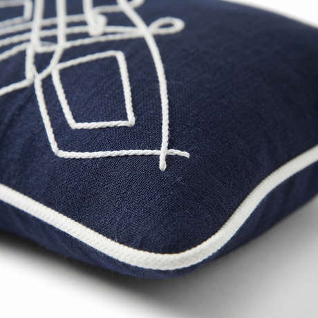 Linen Cape Cod Navy - Indoor Cushion (30 x 50) — detail close-up