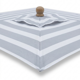 Replacement Canopy for 2m Bamboo Umbrella - Grey and White Stripe — detail close-up
