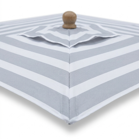 Replacement Canopy for 2m Bamboo Umbrella - Grey and White Stripe — detail close-up