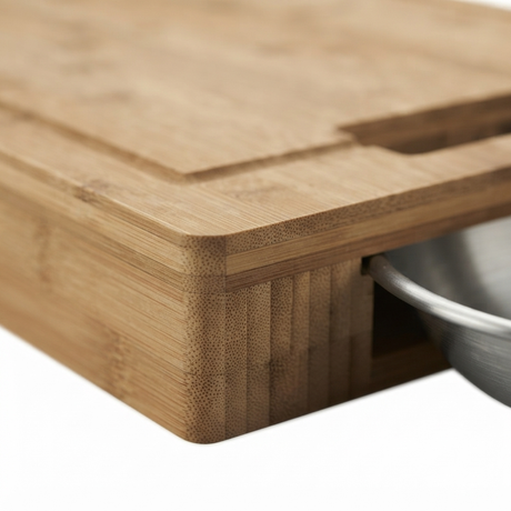 Pro Carving Cutting Board with Bowl — detail close-up