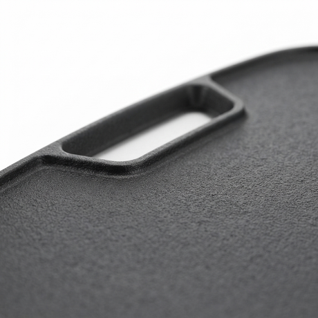 Travel Q Range Cast Iron Reversible Griddle Plate — detail close-up