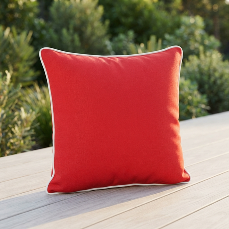 Pantone Red 45x45 Outdoor Cushion — outdoor setting