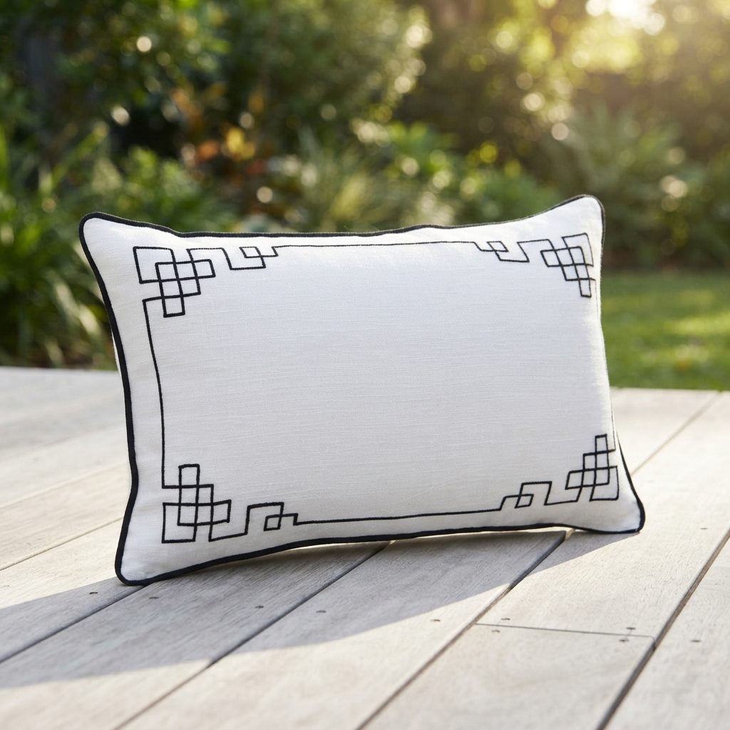 Linen Bedford Blanc - Indoor Cushion (30 x 50) — outdoor setting