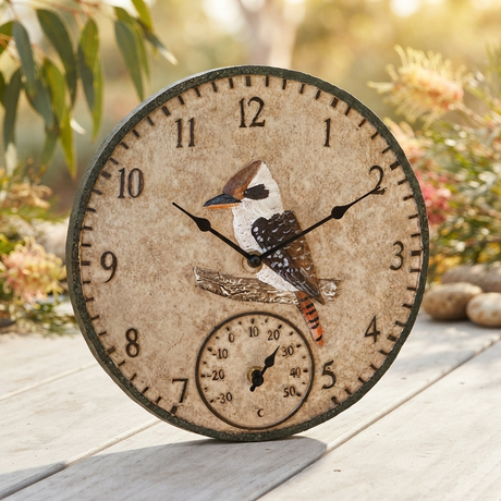 Kookaburra Outdoor Clock — outdoor setting