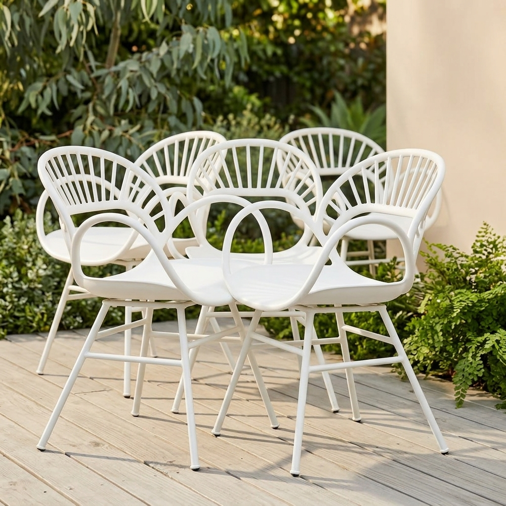 Fantail Dining Chair 4pc - White — outdoor setting