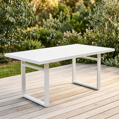 Dallas 150cm Lounge Dining Table - White — outdoor setting